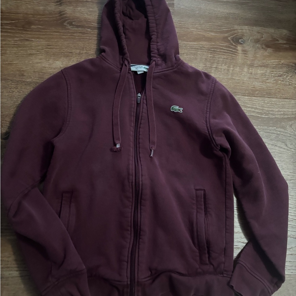 Lacoste Sport Men’s Full-Zip Hoodie - Maroon/Burgundy - Size US Small
